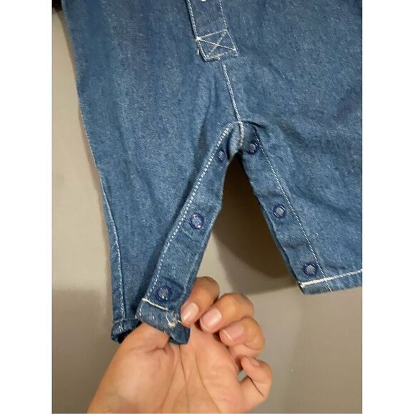 Small Steps Vintage Chambray Romper Jumpsuit Button Up Size 6/9 Months - Picture 3 of 7